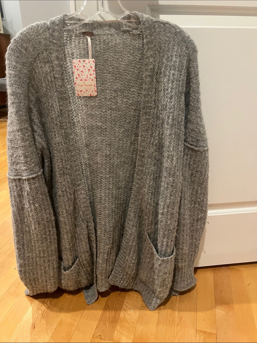 Free People Heather Gray Open-Front Cozy Cardigan NWT Sz S